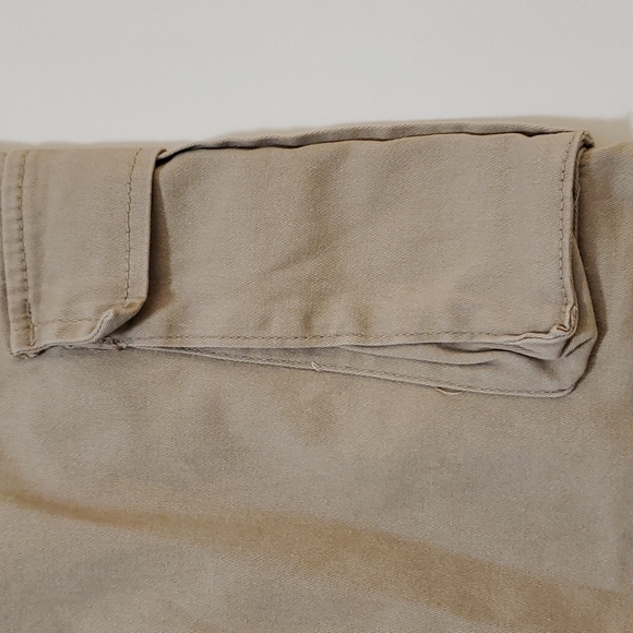 Tan high rise elasticized waist slash pockets cargo pockets cotton joggers - Picture 6 of 10